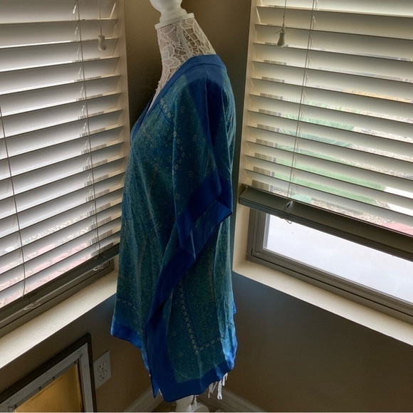 SILK COLDWATER Creek small to medium blue Kimino top - Picture 6 of 6